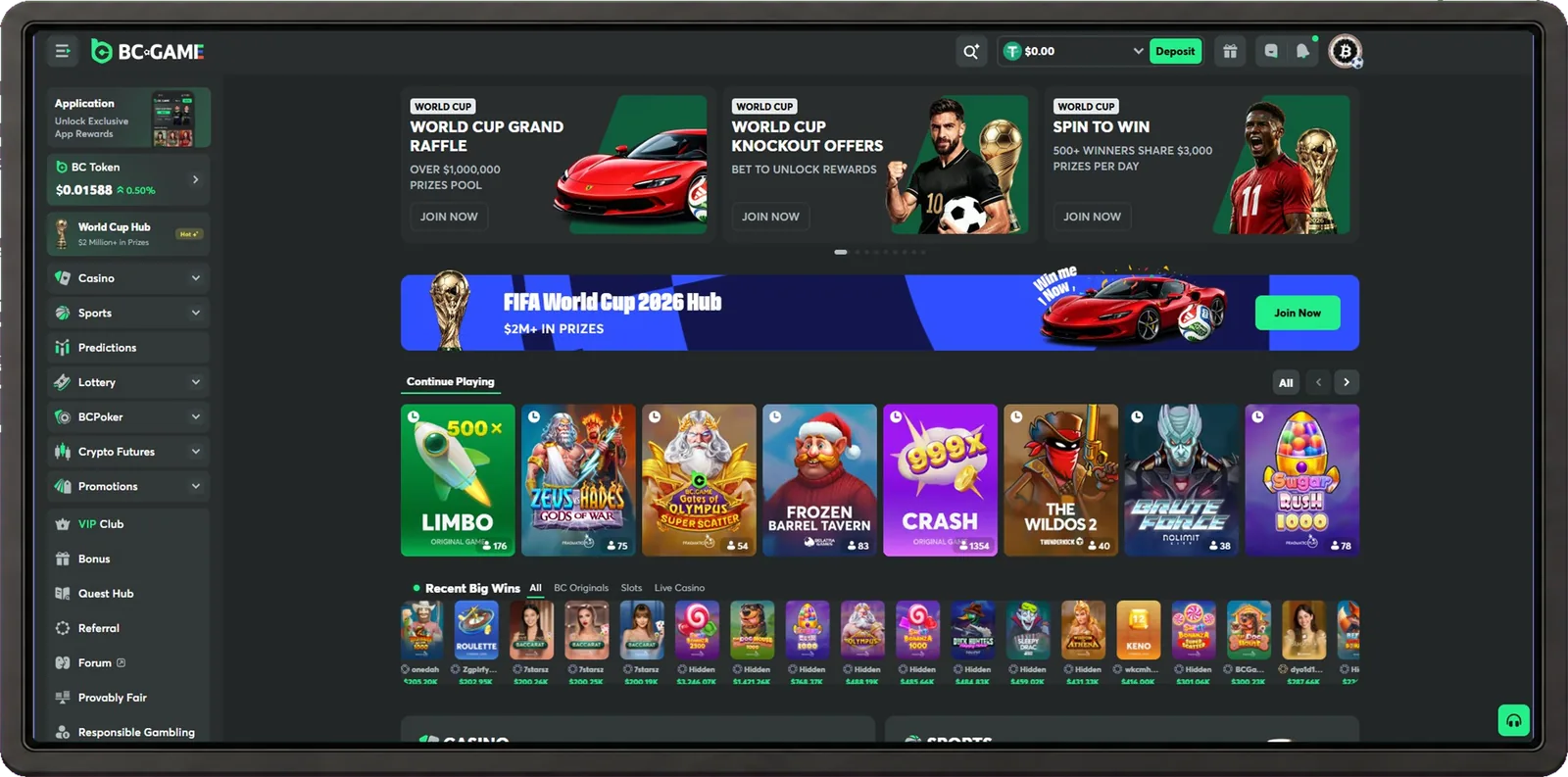 BC.Game desktop interface