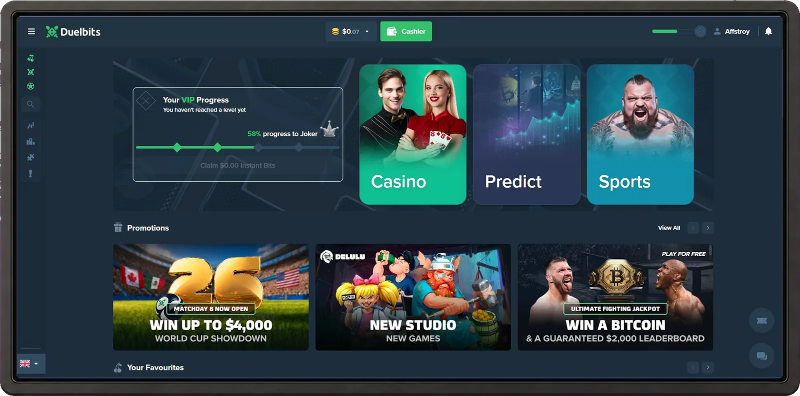 Duelbits desktop interface